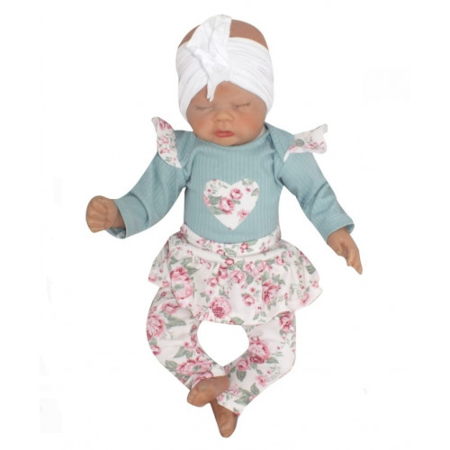 Z&Z 2-dielna súpravička body a legíny so sukničkou Kvety - matová/ecru, veľ. 80