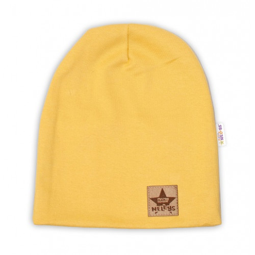 Detská funkčná čiapka s dvojitým lemom - horčicová