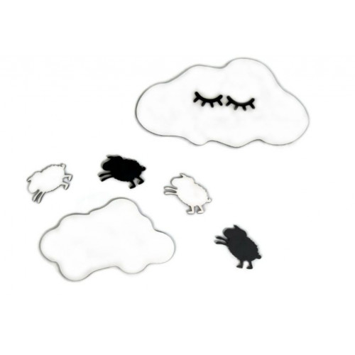 Adam Toys Dekorácie na stenu - Spiaci mráčik s ovečkama, bielo/čierne