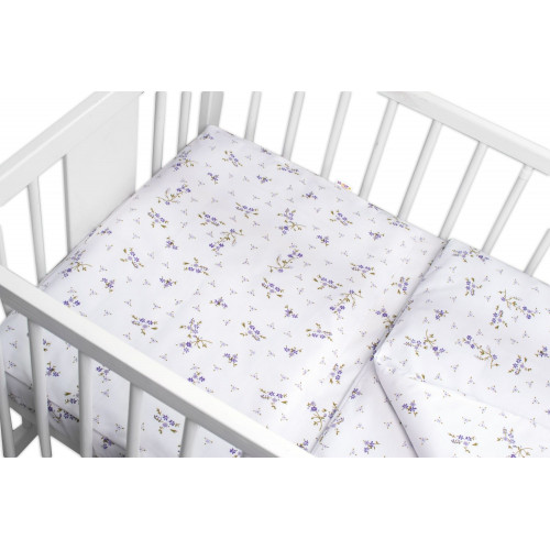 Mantinel s obliečkami, 3dielna sada Levanduľa, Baby Nellys, biela/fialová