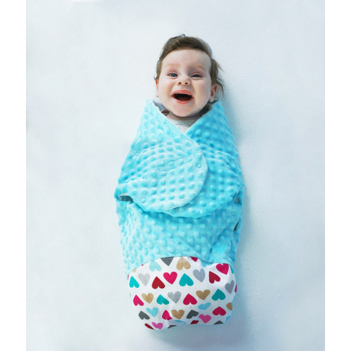 Baby Nellys Zavinovačka, spacáček s Minky, 0-6m - Srdiečka, Minky ružová
