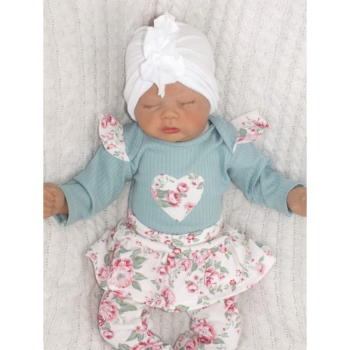 Z&Z 2-dielna súpravička body a legíny so sukničkou Kvety - matová/ecru, veľ. 80