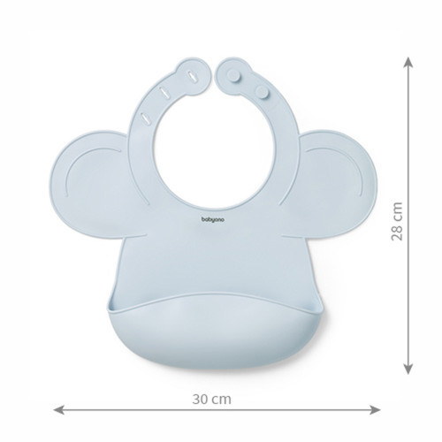 Silikónový podbradník s regulovaným zapínaním a vreckom, modrý