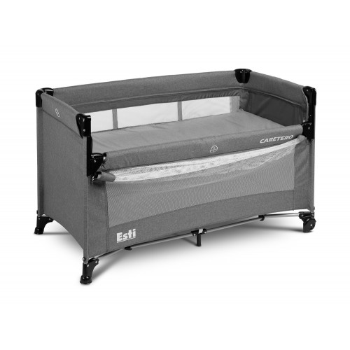 Cestovná postieľka so sťahovacou bočnícou, ESTI - grafit
