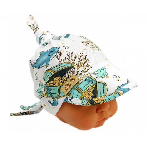 Detská bavlnená šatka so šiltom na zaväzovanie, Premium Baby Nellys, poklad