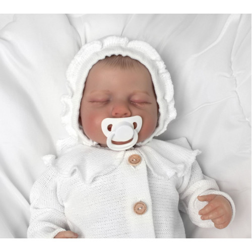 Pletená čiapočka na zaväzovanie bonetka Girl, Hand Made Baby Nellys, biela