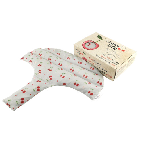 Dámsky nahrievací pás s čerešňovými kôstkami, termofor - Cherry life, sivý