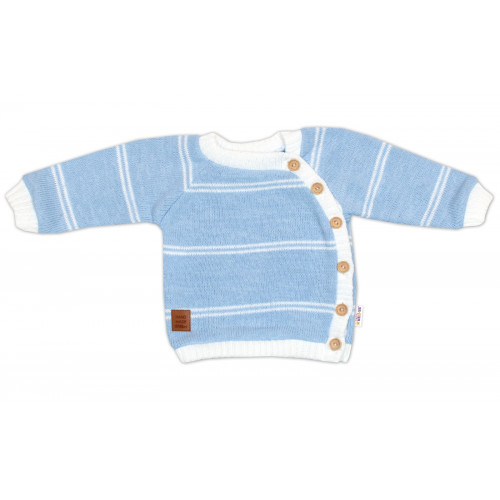 Pletená sada pre bábätko s jemným prúžkom 2D, lux - modrá, biela, veľ. 80