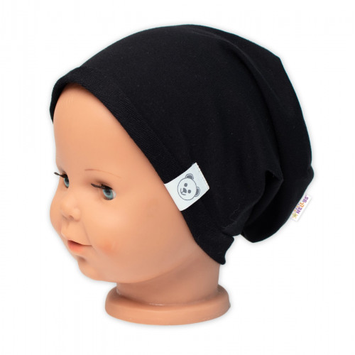 Čiapka s nákrčníkom bavlna, Little Bear, Baby Nellys, čierna