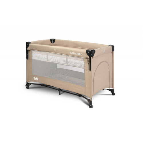 Cestovná postieľka so sťahovacou bočnícou, ESTI - béžová, hnědá