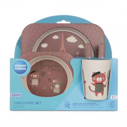 Detská sada riadu BONJOUR PARIS 5ks Canpol Babies, bordó