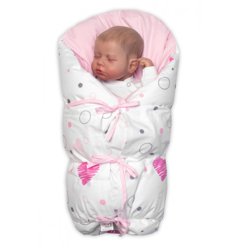 Obliečka, poťah bavlna na retro zavinovačku LALLY, I love Girl Baby Nellys, ružová/biela