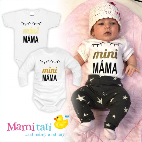 Body krátky rukáv Dejna Spiace oči Mini máma - biele, vel. 80