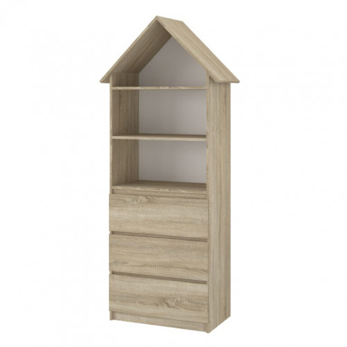 Detská posteľ Domček s výsuvnou prístelkou 180 x 80 cm - Dub Sonoma