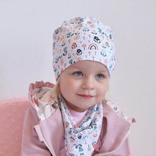 Baby Nellys Dvojvrstvová čiapka + šatka Palouček, smatanová, veľ. 92/98