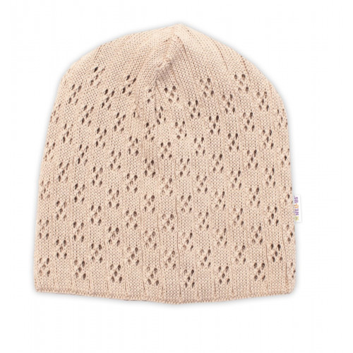Ažúrková čiapka, dvojvrstvová, bavlna, Baby Nellys - cappuccino, veľ. 48-52 cm