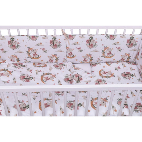 3-dielna sada Mantinel s obliečkami, Bunny Star, biela s potlačou, 120x90 cm