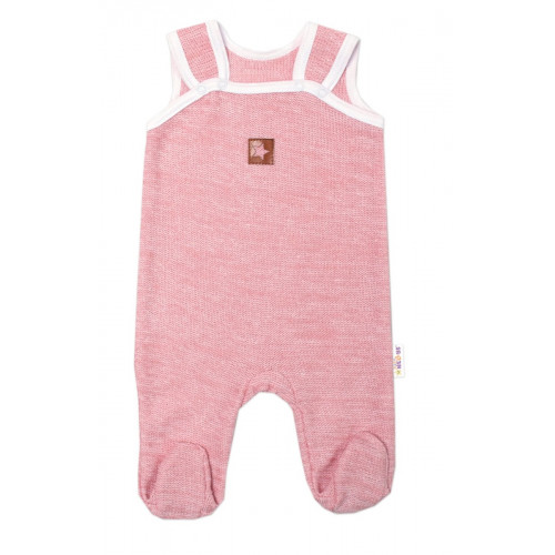 Baby Nellys 2-dielna súpravička Star, body dl. rukáv + pletené dupačky, růžové, veľ. 62