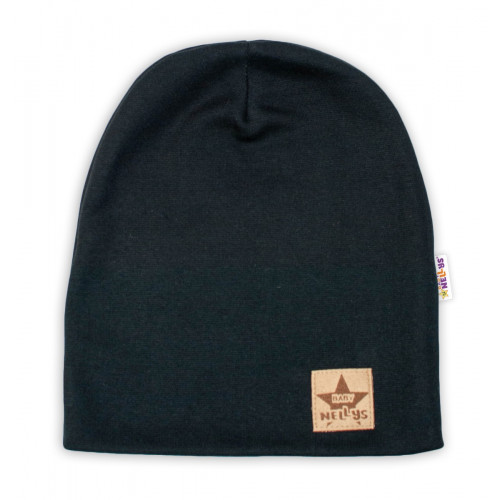 Detská funkčná čiapka s dvojitým lemom - čierna, vel. 110