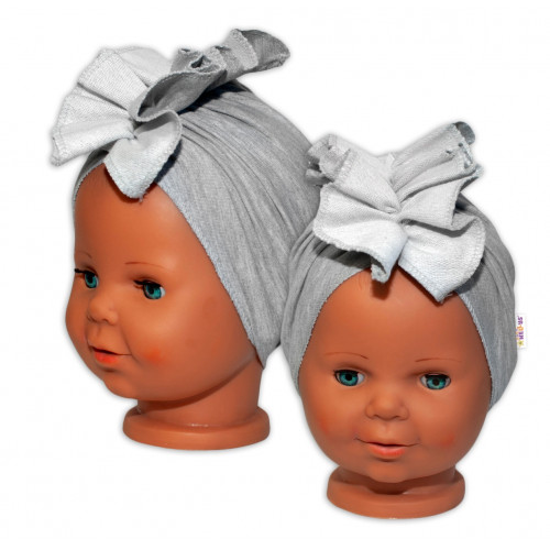 BABY NELLYS Detská čelenka Turban, sivá, 2 - 3 roky