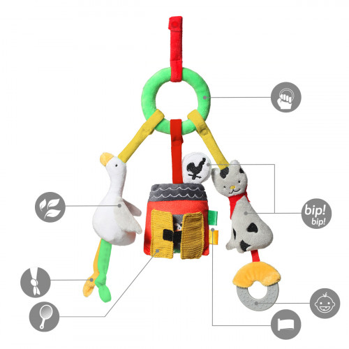 BabyOno Závesná edukačná hračka na kočík ON THE FARM