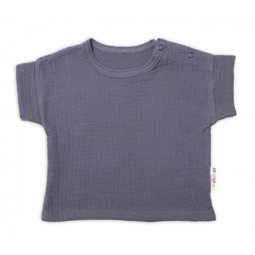 Baby Nellys 2-dielna mušelínová súpravička, tričko + kraťasky BOY, granát