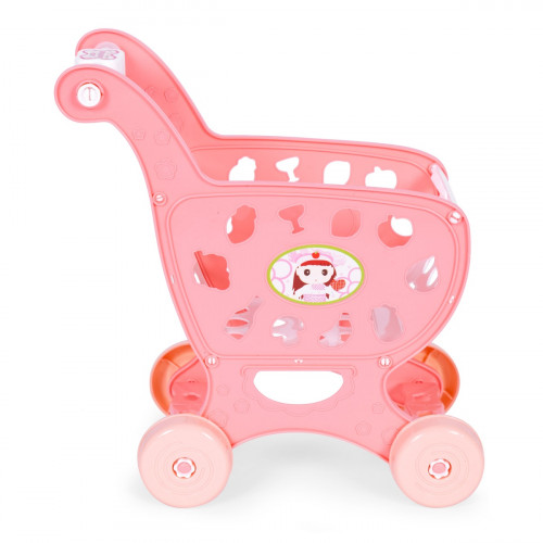 Nákupný vozík pre malé mamičky, 18 kusov, ružový