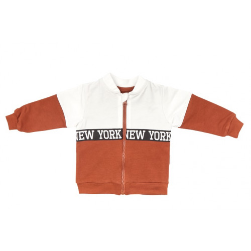 Mamatti Detská tepláková súprava zapínanie na zip, Baby Fox - hnědá/béžová, veľ. 104