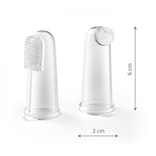 Silikónové zubné kefky pre bábätká na prst, 2ks s boxíkom