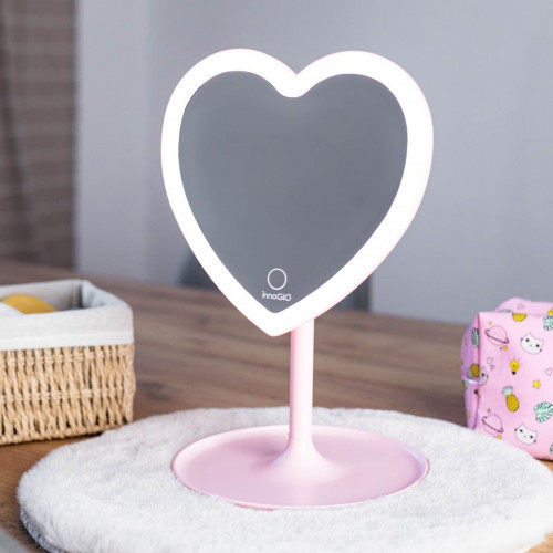Kozmetické zrkadlo s ľad podsvietením, Pink Heart