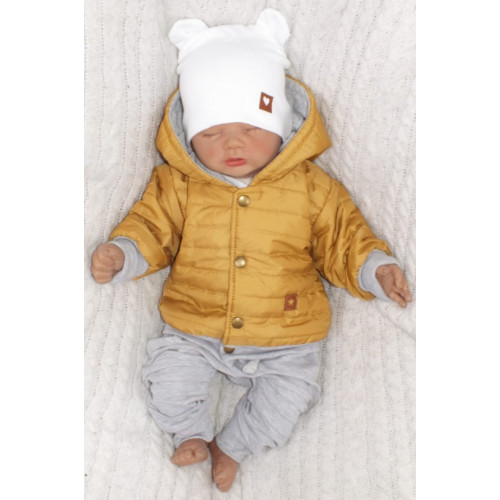 Z&Z Prechodová prešívaná bundička s kapucňou - horčicová