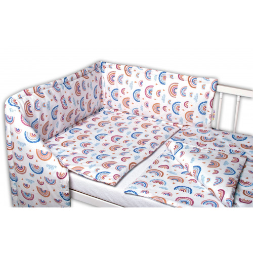Baby Nellys 3-dielna sada Mantinel s obliečkami -Dúha, pastelová/biela, veľ.135x100 cm