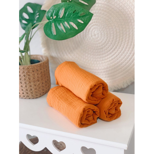 Mušelínové plienky 3D sada, 70x70 cm, Baby Nellys - tehlová