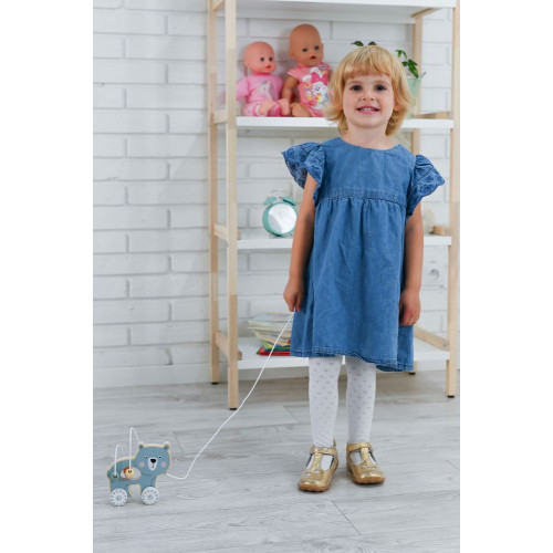 Edukačná drevená hračka ťahacia s labyrintom - Medvedík, Adam Toys