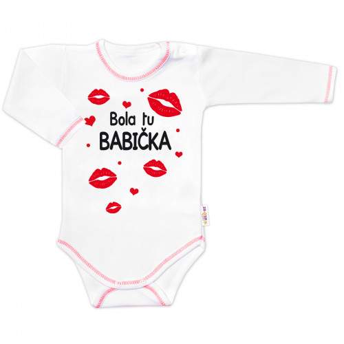 Body dlhý rukáv s vtipným textom Baby Nellys, Bola tu BABIČKA, veľ. 68