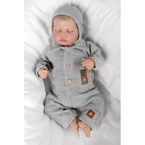 Pletený svetrík s gombíkmi Boy, Baby Nellys, sivý, veľ. 74