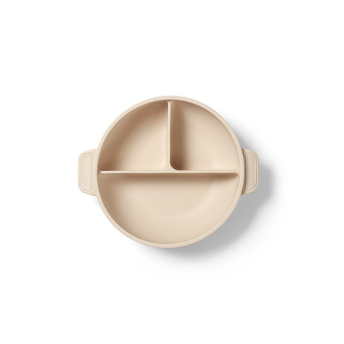 Silikónová miska s prísavkou a viečkom - béžová