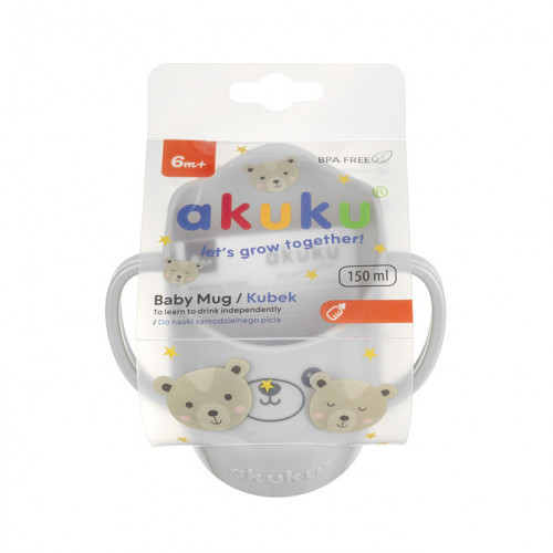 Detský Hrnček s uškami, naklonený - šedý