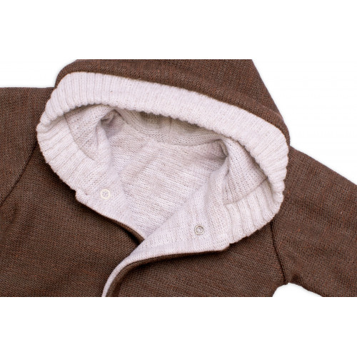 Rastúci obojstranný svetrík s kapucňou Hand Made, hnedá-béžová