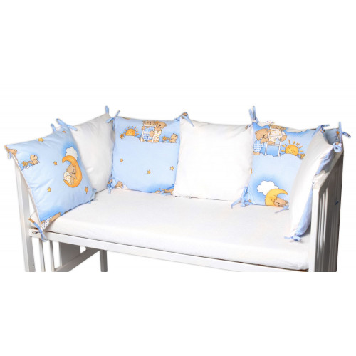 Vankúšikový mantinel Baby Nellys, Medvedík na rebríku - modrý