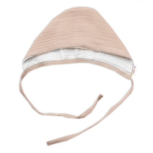 Mušelínová čiapočka na zaväzovanie bonetka Boy, Hand Made, béžová, veľ. 62
