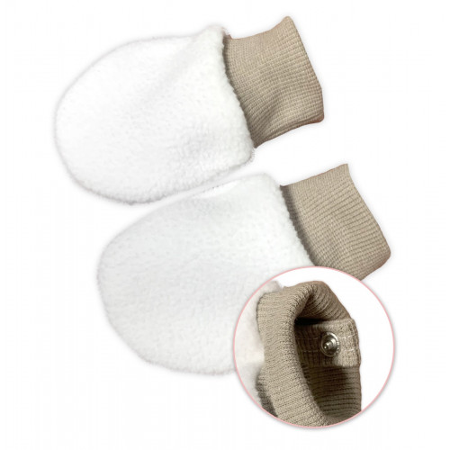 Bavlnený oteplený overálok s kapucňou, rukavičky, topánky, 3D sada Nature - taupe, vel. 62