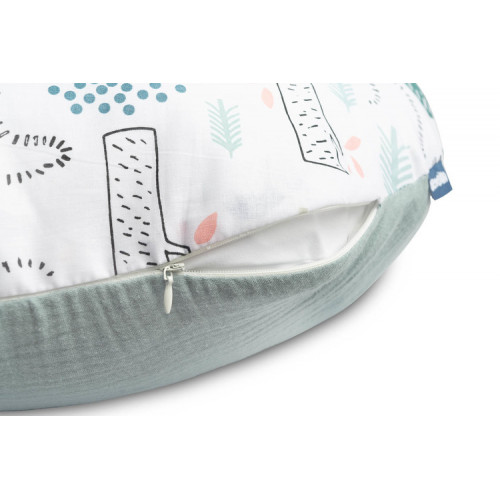 Dojčiaci vankúš, podkova, mušelín, bavlna - Ježko Toník, zelený