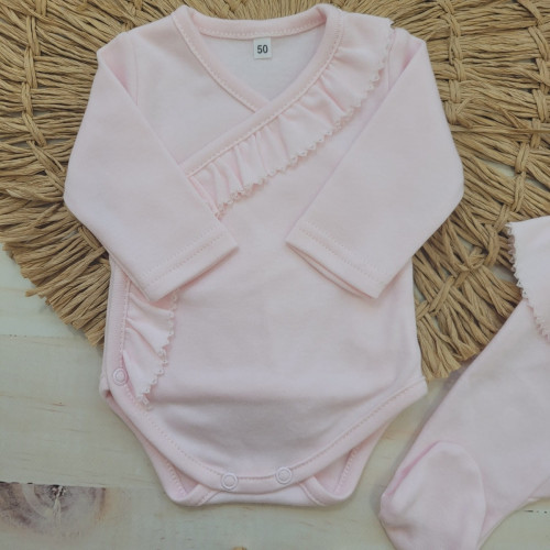 4-dielna bavlnená sada pre bábätko do pôrodnice, sv. ružová