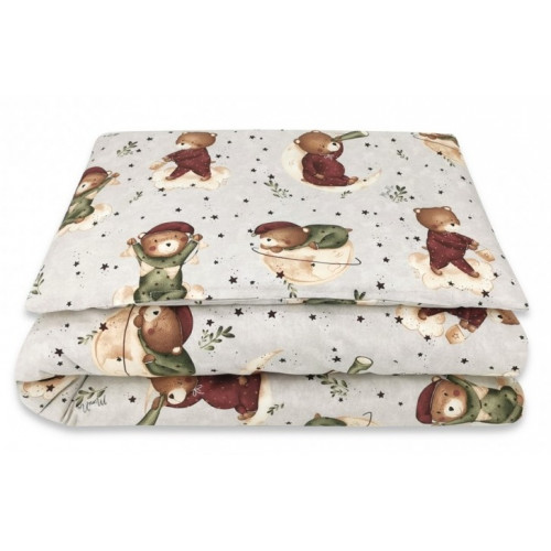 Mantinel s obliečkami, 3D, bavlna, Teddy and Moon - béžová, 135 x 100 cm