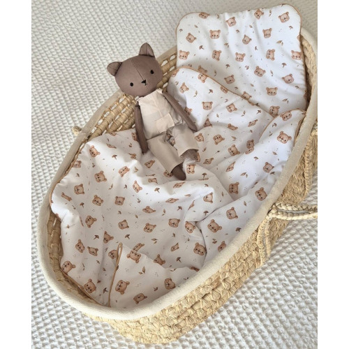 Sada do kočíka, bavlnená 2D sada, Bear, biela/hnedá