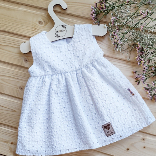 Baby Nellys Ľahké Handmade šatičky Madeira, biele, veľ. 92