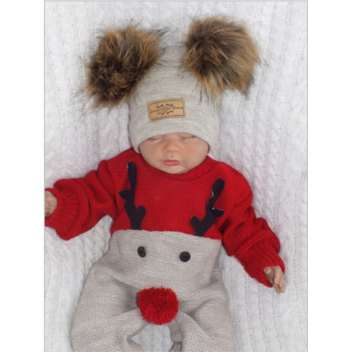 Z&Z Detský pletený Vianočný overálek Baby Sob, červený, veľ. 68