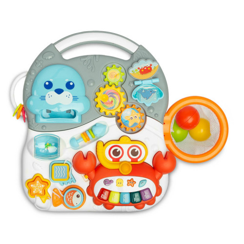 Detské interaktívne chodítko, stolček s príslušenstvom 2v1, TOYZ, sivé