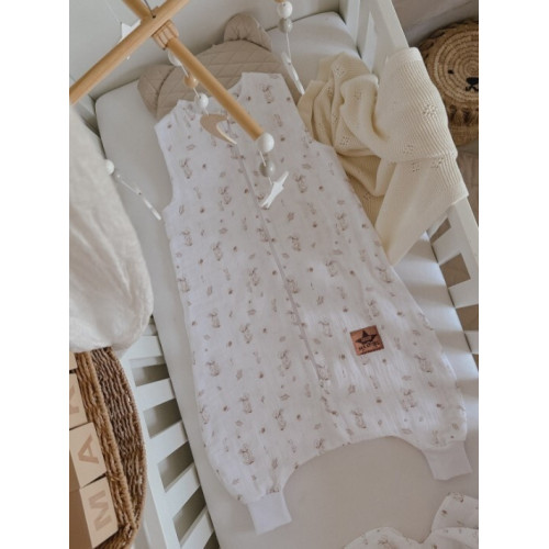 Mušelínový spací vak s nohavičkami GOOSE Baby Nellys Soft, 70cm, biela